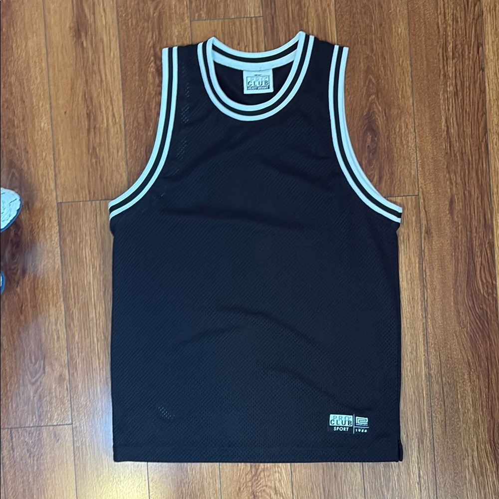 Black Pro Club Tank Top with White Trim